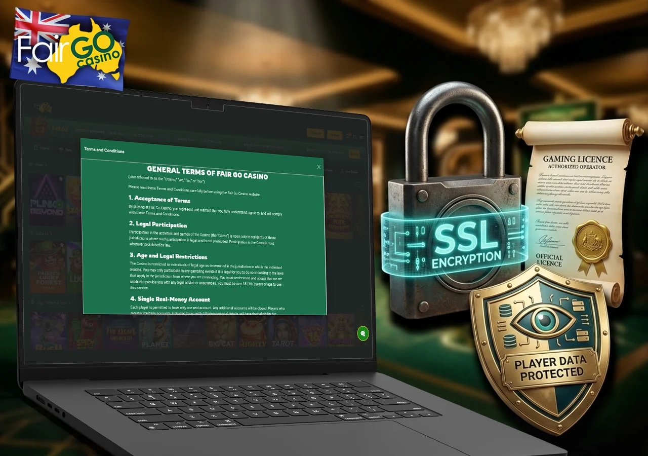 Official gambling licence validation data and data encryption security standards.